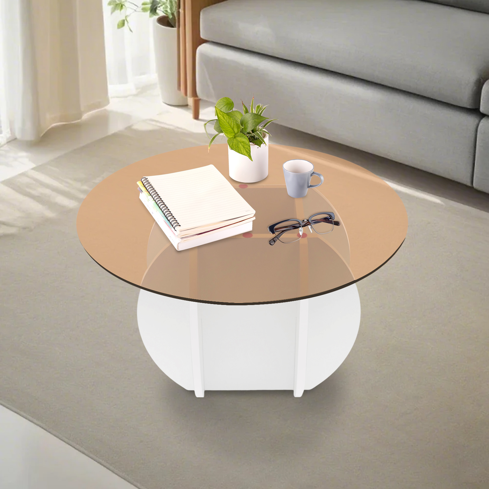 Modern Round Coffee Table 27.6 - огляд і ціна Book Weight Glass