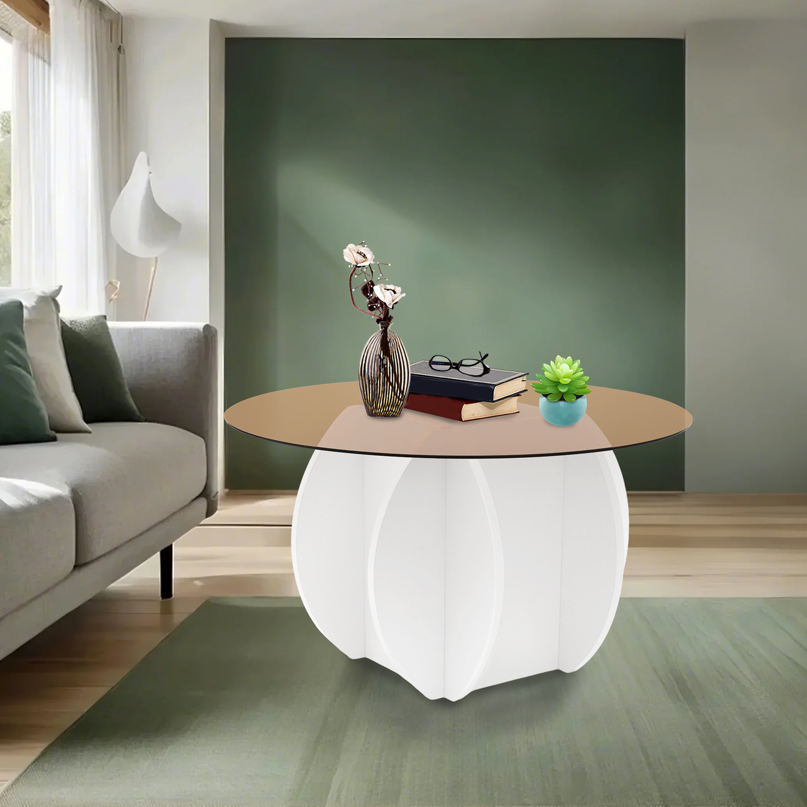 Modern Round Coffee Table 27.6 - огляд і ціна Book Weight Glass