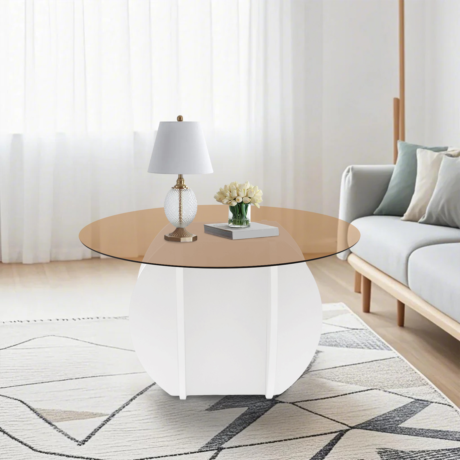 Modern Round Coffee Table 27.6 - огляд і ціна Book Weight Glass