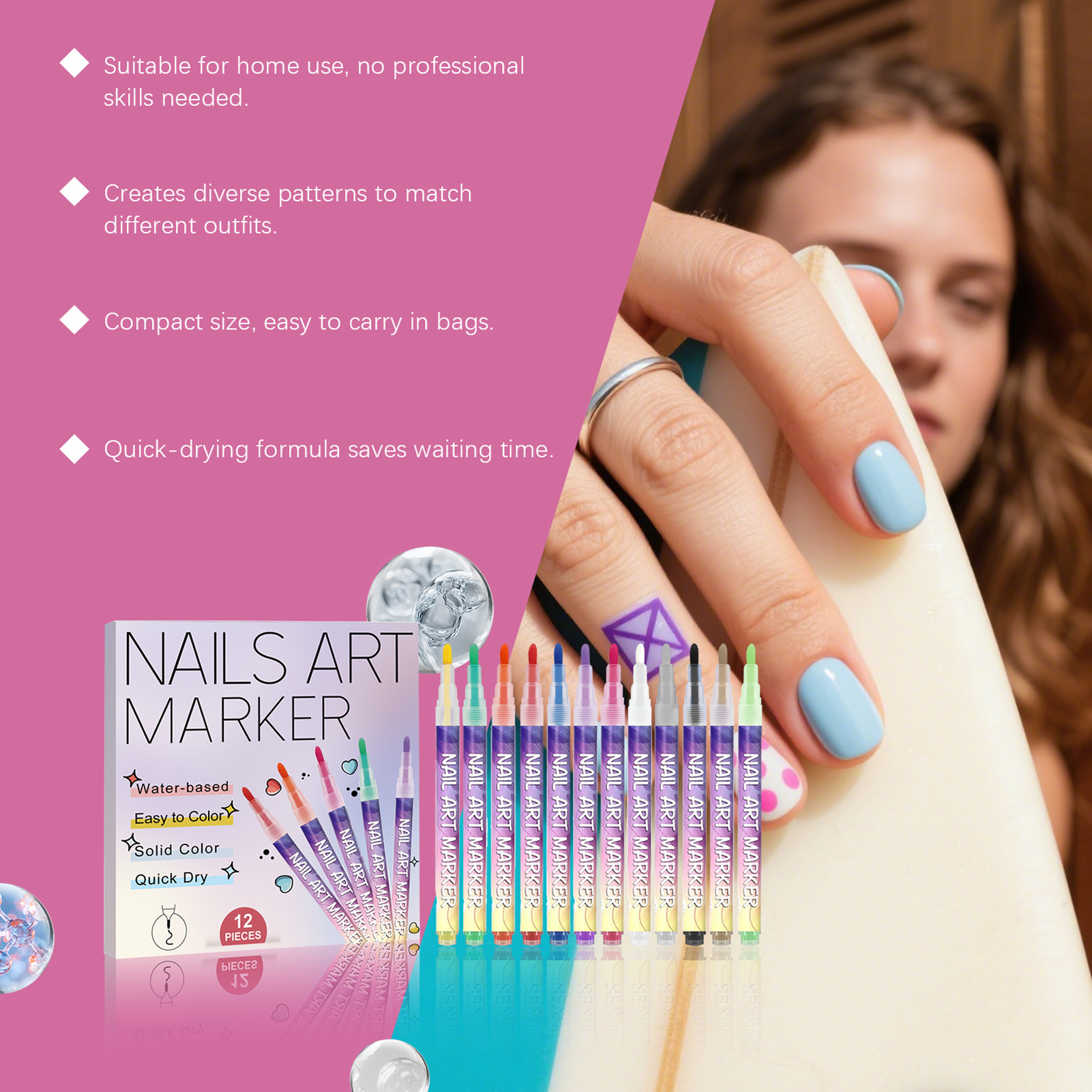 12Pcs Nail Art Pens With Fine  - огляд і ціна Correction Pen Fine