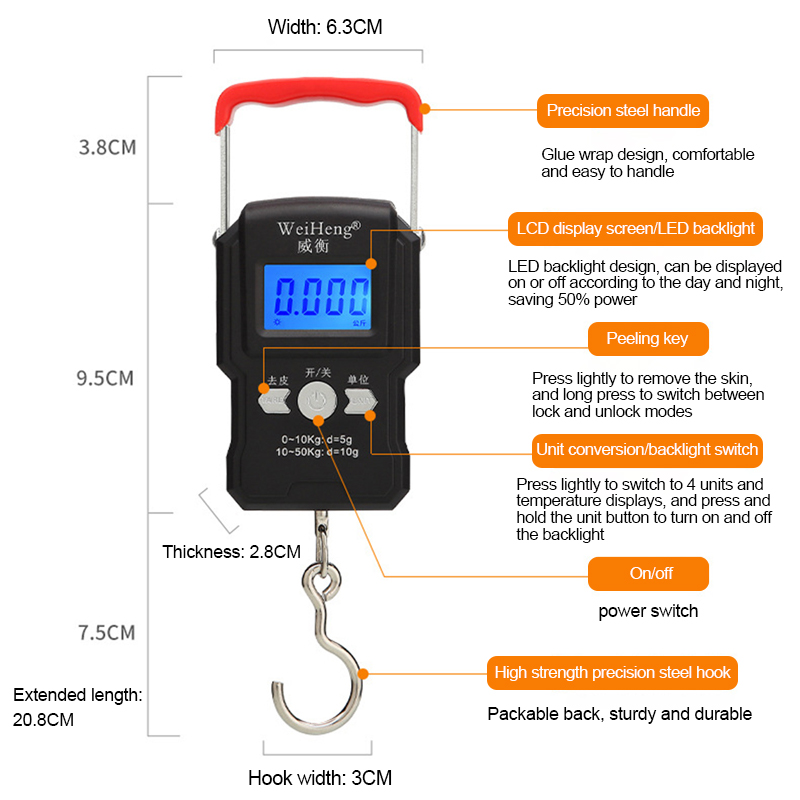 Portable Hanging Hook Scale 50 - огляд і ціна Tape Dispenser Weighted