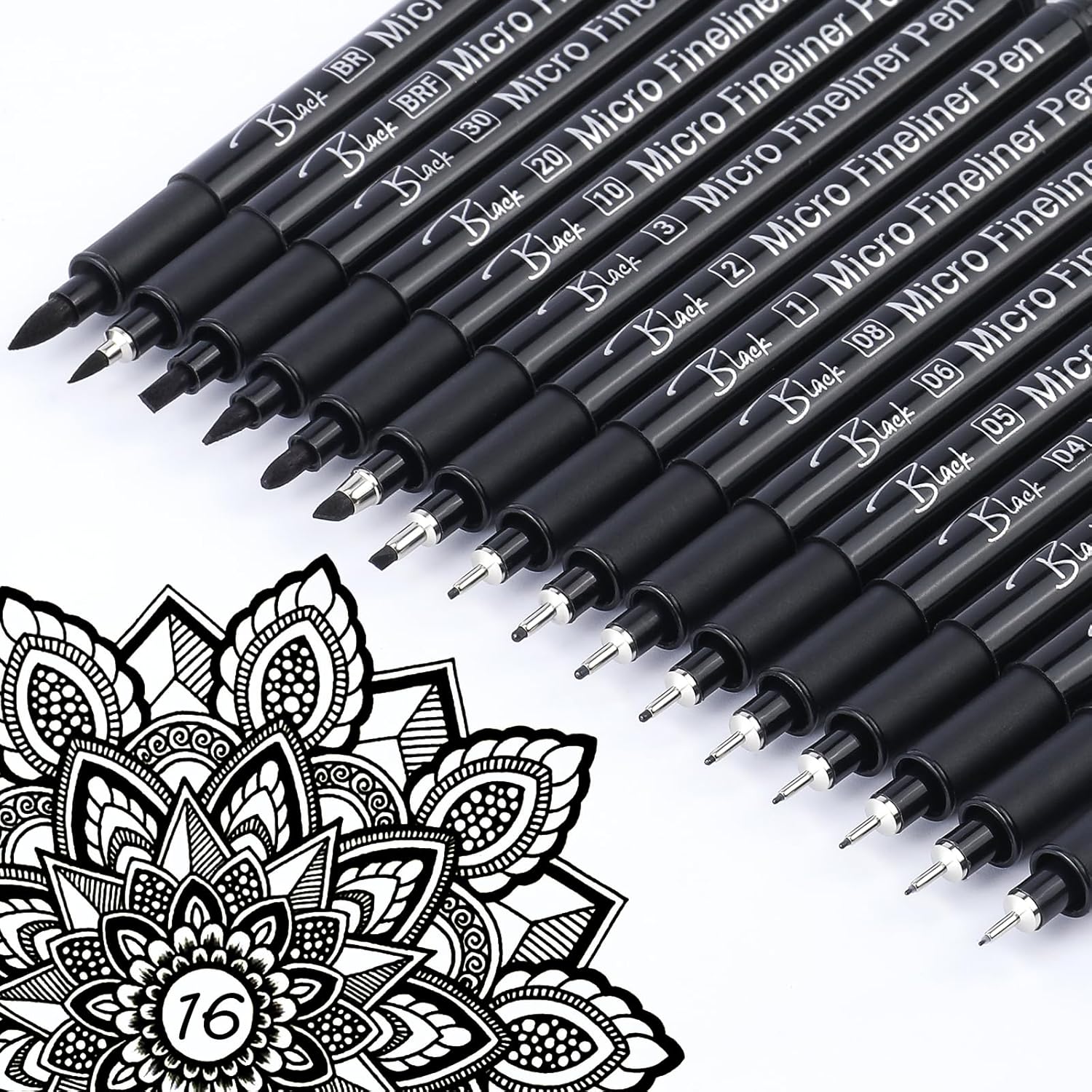 16 Black Fine Liner Pens Set,  - огляд і ціна Archive Box Set