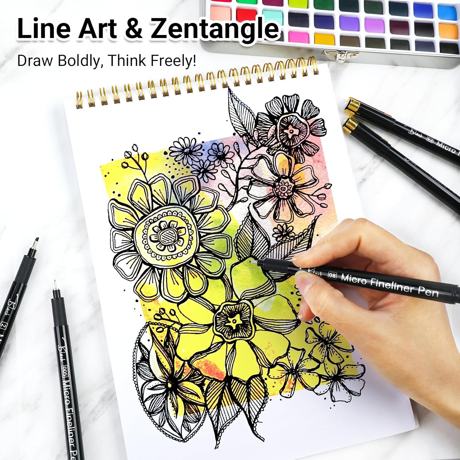 16 Black Fine Liner Pens Set,  - огляд і ціна Archive Box Set