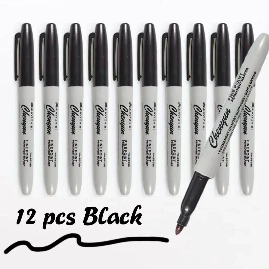 12pcs Black Permanent Marker P - огляд і ціна Correction Pen Fine